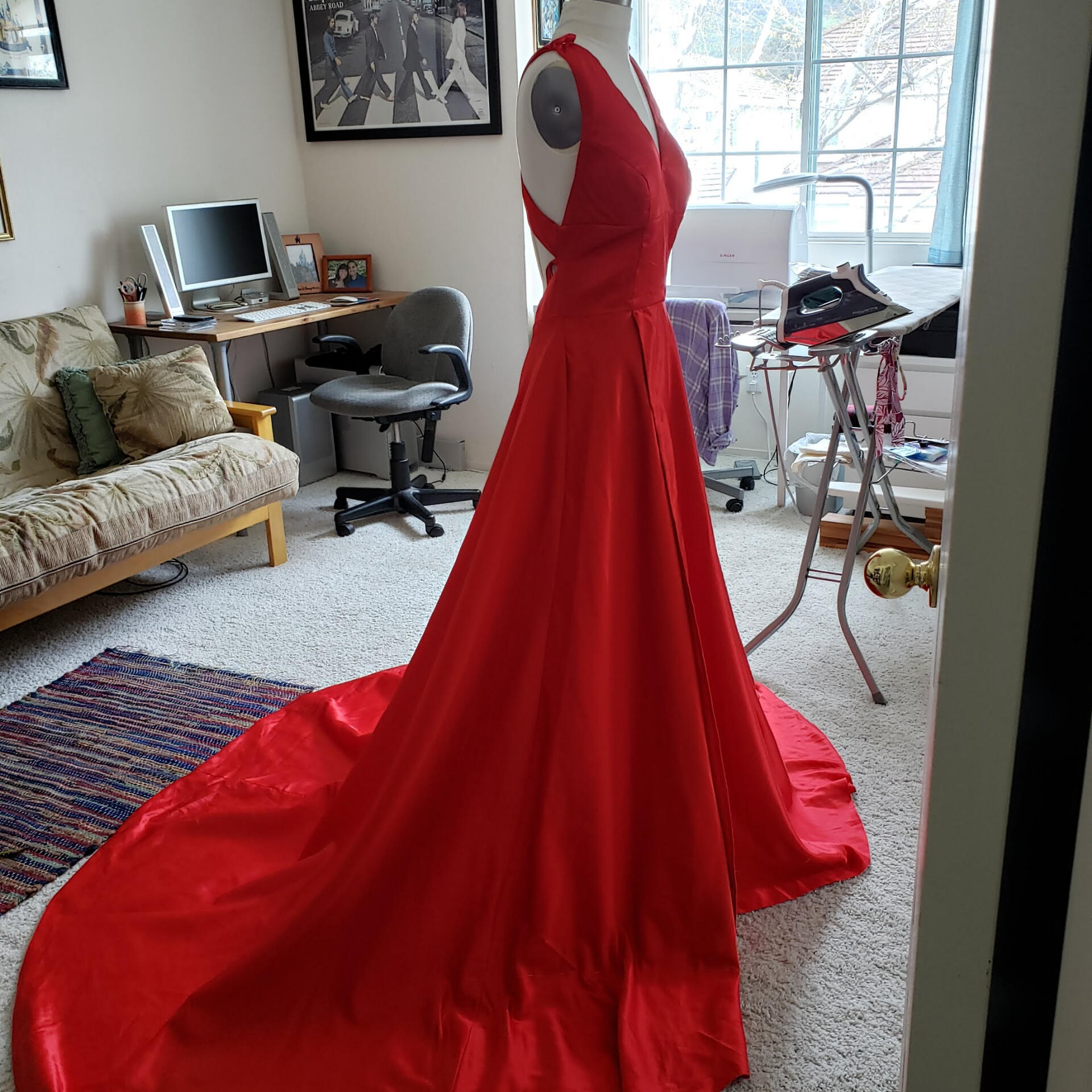 Finishing a hand-sewn hem on a gown